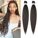 EFFGOCO 26 Inch Pre Stretched Braiding Hair 2 Packs Black Brown Braiding Hair Kanekalon Hair Extensions for Box Braids Crochet Knotless Kids Micro Braiding Hair for Women (26 Inch, #4)