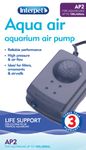 Interpet Aqua Air Oxygen Pump for Aquarium Fish Tank Aeration, Quiet, Powerful, 1 Outlet, AP2 for Aquariums 51-100 Litre