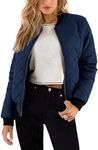 Zeagoo Women's Quilted Bomber Jacket Lightweight Long Sleeve Raglan Coat Fall Warm Bomber Jackets