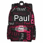 Custom Design Personalized Backpack-Personalized School Backpacks with Name-with Your Own Design Name Text- 17 Inch - Stylish - Waterproof-for Boys Girls for School Camping Travel-(12 Colors)