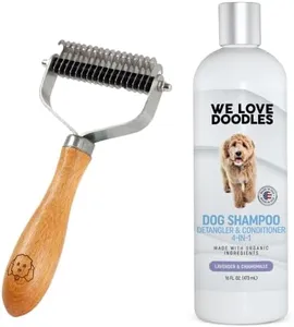 We Love Doodles Dematting Brush & Dog Shampoo Kit | Dematting Rake Kit | Dog Grooming Kit | Remove Mats, Knots, & Tangles