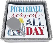 MARIPOSA PICKLEBALL SERVED ALL DAY (1900) BEADED NAPKIN BOX SET | SILVER | BRILLANTE | GIFTS | NAPKIN BOX & WEIGHT SET | RECYCLED SANDCAST ALUMINUM | HANDMADE IN MEXICO