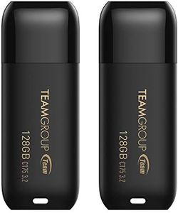 TEAMGROUP C175 128GB 2 Pack USB 3.2 Gen 1 (USB 3.1/3.0) Read 100MB/s Flash Thumb Drive, External Data Storage Memory Stick Compatible with Computer/Laptop Matte Black TC1753128GB22