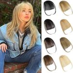 Alaleibaby Clip in Bangs Human Hair 100% clip in hair extensions real human hair Light Blonde Air bangs hair clip human hair Hairpieces for Women Curved Bangs for Daily Wear…