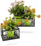 Farmlyn Creek Metal Hanging Planters for Outdoor Deck, Railing, Patio (Black, 2 Sizes, 2 Pack)