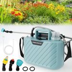 Battery Powered Sprayer 5L, Upgrade Electric Sprayer with 3 Mist Nozzles & Rechargeable Handle & Retractable Wand, Garden Weed & Water Sprayer with Adjustable Shoulder Strap & Spare Gasket