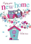 Piccadilly Greetings Group Ltd WONDERFUL COLOURFUL OWLS & BIRD HOUSE ENJOY YOUR NEW HOME GREETING CARD,7 x 5