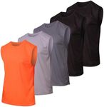 5 Pack: Mens Big & Tall King Size Mesh Tank Tops Active Wear T-Shirt Top Tanks Tees Workout Gym Dry Fit Breathable Crew Under Shirt Athletic Sport Running Top Exercise SPF Shirt Men Tee - Set 7, 4X