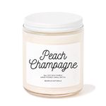 Kim and Pom Peach Champagne Scented Candle, Valentine's Day Gift for Her | Non Toxic Eco friendly Candle | 100% Soy Wax | All Natural Vegan Birthday Gift for Girlfriend