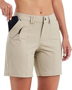 Willit Women's Golf Hiking Shorts 7" Quick Dry Athletic Shorts Casual Summer Shorts with Pockets Water Resistant Khaki 16
