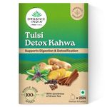 A TATA Product - Organic India Tulsi Detox Kahwa - 25 Tea Bags, Helps Improve Digestion & Detoxification, Rich in Antioxidants, Made with Tulsi, Ginger, Clove, and Green Tea