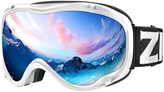 ZIONOR Lagopus Ski Snowboard Goggles UV Protection Anti fog Snow Goggles for Men Women Adult Youth VLT 8.6% White Frame Silver Lens