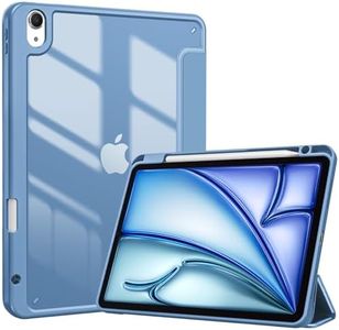 ProCase Cover iPad Air 11" M2 2024, Cover iPad Air 6/5/4 Generazione 10,9 Pollici con Portapenna, Custodia iPad Air 2024/2022/2020, Retro Posteriore Transparent Smart -Blu