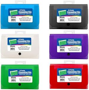 BAZIC Products Expanding File Folder 13 Pockets, Coupon Size Plastic File Folders w/Color Tabs Pocket, Home Office Supplies, Check Bills Receipts Organizer, 24-Pack