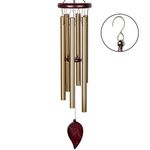 Memorial Wind Chimes Outdoor - 30 Inch 6 Rustproof Aluminum Tubes Wooden Wind Bell Sympathy Romantic Wind Chimes for Outside, Best Gift for Home Decor Garden Patio Outdoor(Golden)