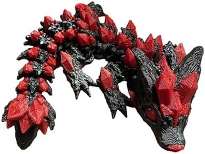 Forge 3D - 5" 3D Printed Dragon (Wolf Design) with Articulating Parts - Unique Collectible Figurine - Black and Red