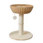 SHENGOCASE Modern Cute Cat Tree Tower for Large Cat with Handwoven Paper Rope Basket Beds, Cat Window Perch, Rattan Wicker Cat Tree (1 Basket)