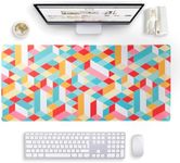 Large Desk Mat - Desk Protector for Desktop - Waterproof Large Mouse Pad 35 x 15.7 Desk Cover in a Colorful Vibrant Confetti Computer Desk Pad, Mouse Mat, and Desk Mat on Top of Desks Blu Monaco