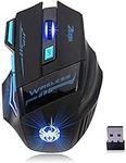 KUNOVA (TM) Wireless Optical Gaming Mouse, 2.4GHZ 4 DPI Adjustable USB Gaming Mice with Fire Key & Cool Breathing Light for PC LaptopMac,WindowsGaming Mouse