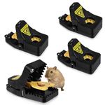 flintronic 4 Pack Mouse Traps, Mouse Traps Reusable, Mice Traps Indoors and Outdoors Trap, Rat Traps Highly Efficient Effective & Safe Better, Mouse Traps for Outdoor/Kitchen/Storehouse/Garden