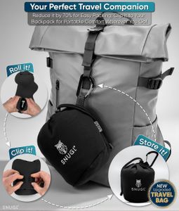 SNUGL Memory Foam Travel Pillow, Small – Black
