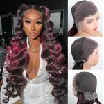 34 Inch Body Wave Wigs Human Hair 13x4 Full Frontal Wigs Human Hair Bleached-Knots HD Lace Front Wigs for Women 180% Density Omber Wig Human Hair Pre Plucked Real Human Hair Wig