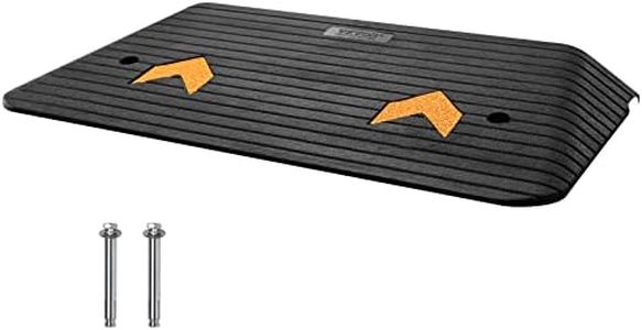 VEVOR Upgraded Rubber Threshold Ramp, 7.6cm Rise Door Ramp with 1 Channel, Natural Rubber Car Ramp with Non-Slip Textured Surface, 33069Lbs Load Capacity Curb Ramp for Wheelchair and Scooter Black