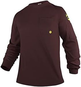 PTAHDUS FR Welding Shirts for Men Lightweight, 5.5oz Flame Resistant Shirts Long Sleeve CAT2/HRC2 100% Cotton for Summer(5.5oz Burgundy,Small)