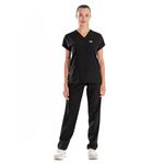 ELLYSHINE Professional Medical Uniforms & Scrubs - Soft Stretch Fabric Scrubs Uniforms Women Set - Scrub Top and Scrub Bottom (S, Black)