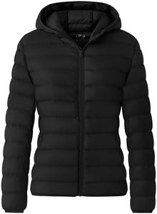 ZSHOW Women's Puffer Jacket Warm Lightweight Packable Puffer Coat(Black,Small)