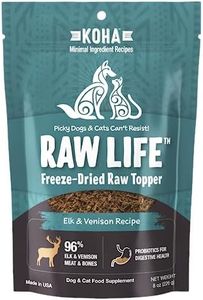 KOHA Raw Life Freeze-Dried Raw Topper Elk & Venison for Dogs and Cats, High Protein Meal Topper for Picky Eaters with Probiotics, 8oz Bag