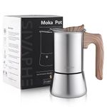 Sivaphe Stovetop Espresso Strong Coffee Maker Stainless Steel Italian Moka Pot 2 Cup /100ml