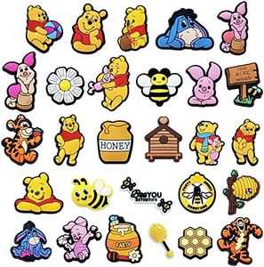 Pooh Bear Shoe Charms, Shoe Decoration Charms for Croc, Durable Waterproof Cartoon Bracelet Wristband Accessories, Birthday, Party, Gifts for Teens, Boys, Girls, Polyvinyl Chloride