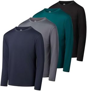 4 Pack:Boys Youth Active Wear Athletic Quick Dry-Fit Moisture Wicking Performance Basketball Gym Essentials Sport Long Sleeve Crew Undershirt Tee Top Top-Set 12, Small - (6,7)