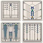 CoasterStone AS10188 Ennis House Windows Coaster Set, Stone, Multicolor