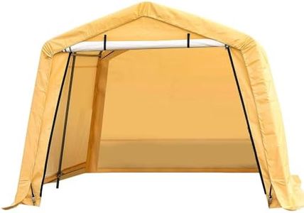 SAMLAND Portable Garage Shelter Canopy 10x10 ft Heavy Duty Waterproof UV Protected PE Cover with Steel Frame and Double Zipper Door