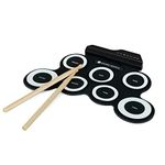 WICKED GIZMOS Electronic Drum Mat – Portable Roll Up Digital Music Pad Instrument for Beginners and Children - Learn to Play and Record your Own Beats – Digital Snare Tom Crash Ride Pedal Sticks