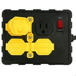 Tower Manufacturing C664502001-13 15 AMP 4-Outlet Circuit Breaker Power Box, 8 Feet, Black/Yellow