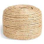 SGAVAHSG Sisal Rope for Cat Scratcher Cat Tree Repairing 33 FT, 6mm (1/4 inch) Diameter Natural Sisal Rope for Scratching Post Tower Replacement or Recovering, DIY Cat Scratcher