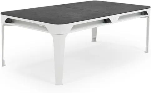 CORNILLEAU - Hyphen Outdoor - Outdoor Pool Table Convertible into a Dining Table, Weatherproof, Made in France - White Frame - Light Grey Cloth - Pockets White Table Tops: Mineral Decor