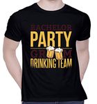 CreativiT Graphic Printed T-Shirt for Unisex Bachelor-Party-Groom-Drinking-Team Tshirt | Casual Half Sleeve Round Neck T-Shirt | 100% Cotton | D00506-33_Black_Medium