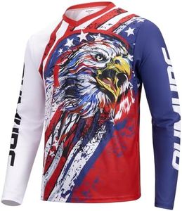 Oumurs Youth Motocross Jersey for Dirt Bike Jersey for Kids Boys Girls Mountain Bike Clothing Long Sleeve T-Shirt for Motorcycle Motocross Cycling Bicycle BMX Moto MX ATV Riding Off Road Red