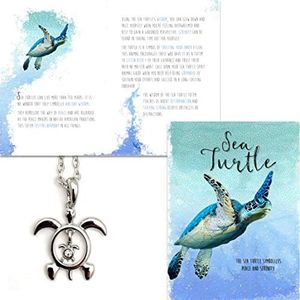Smiling Wisdom - Sea Turtle Totem Spirit Animal Greeting Card Gift Set - Mom and Tiny Turtle - Teenage Women - Silver