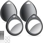 QCOQ® Air Locator Tags 4 Pack Black, Smart Bluetooth Tags Compatible with Apple Find My (iOS Only), Item Tracker with Keychain/Lanyard for Keys, Wallets, Luggage, Suitcases, Up to 100dB