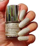 DeBelle Nail Polish Sirius (Gold With Silver Glitter Sugar Finish)|Non UV - Gel Finish |Chip Resistant | Seaweed Enriched Formula| Long Lasting|Cruelty and Toxic Free| 8ml