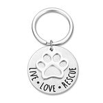 Dog Cat Lovers Keychain Gifts Live Love Rescue Animal Rescuer Pet Owner Parents Birthday Gift Ideas Cute Paw Print Jewelry Keychains for Women Men Boyfriend Girls