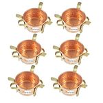 Prisha India Craft Handmade Copper Brass Food Warmer Angeethi Traditional SIGRI Tabletop Burner 5.5 x 4.00 Inch, Set of 6