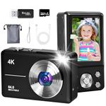 4K Digital Camera, Autofocus 64MP Vlogging Camera with 32GB TF Card, 2.8'' LED Screen, 18X Zoom, Anti-Shake, Large Battery, Portable YouTube Compact Digital Camera for Kids Teens Adult Beginner