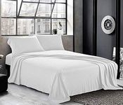 YRM Bedding's Premium Collection Egyptian Cotton 600-TC 3-Piece Bedsheet {Bedsheet (108x110) + 2-Pillow(18x28)}, Super King Size, White Solid