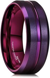 King Will CLASSIC Silver/Black/Gold/Blue/Brown/Rose Gold Groove 8mm High Polish/Matte Finish Men's Tungsten Ring Wedding Band Comfort Fit, T 1/2(62.08mm), Tungsten, No Gemstone